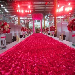 새로운 도착 패션 웨딩 장식 센터 피스 선호 파티 장식 용품을위한 3D 로즈 꽃잎 카펫 통로 러너 14 색 66ft