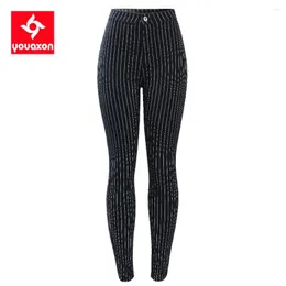Kvinnors jeans 2210 Youaxon EU -storlek Vita ränder Hög midja svart kvinna vår sommarsträcka mager byxor byxor för kvinnor