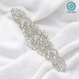 Midjekedjor bälten 1PCBRIDAL HAND Pärled Crystal Applique Belt Wedding Sash Sew IR för klänningstillbehör WDD0152 230224