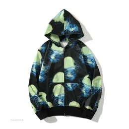 Mens Top Crafted Designer Hoodies Stylist Shark Hoodie Männer Frauen Full Zip Harajuku Et Color Grid Sweatshirt Mode Tiger gedruckt Camouflage Hoodys Nxf9