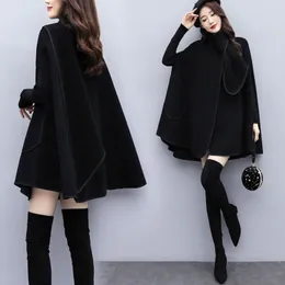 Kvinnorjackor Autumn Winter Light Luxury Highend Temperament Goddess Style Design Sense Cape Leisure Coat Cloak Korean Women Clothing 230223