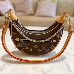 Luxury half moon M81098 Designer LOOP Bag leather classic flower Underarm bag Women mens tote zipper clutch handbags two shoulder Metal fitting woman crossbody Bags