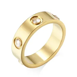 Klasyczne pierścionki zespołu śrubowe pierścień 5 mm pełny diamenty tytan stal gwóźdź męskie listy damskie złoto srebrne projektant luksusowy prezent dziewczyna ślubna biżuteria nie zanikają