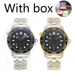 Designer Dhgate Mens Watches 42mm Automatisk mekanisk utomhus Seame Watch Gold Black Dial med ster rostfritt stål armband roterabel ram med lådklockor