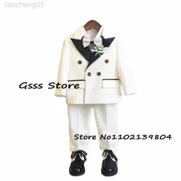 Clothing Sets Ivory Boys Wedding Tuxedo Point Lapel Double Breasted Jacket Child Blazer Pants Suit Kids Outfit terno infantil menino W0224