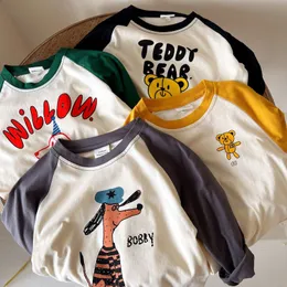Clothing Sets Soft Cotton Children Cartoon T Shirts Cute Animal Print Baby Long Sleeve Shirt For Boys Girls ee Kids Casual Pullover Clothes 230224