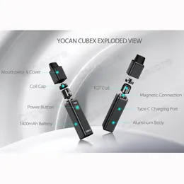 Yocan cubex kit cera vape penna da 1400mah batteria tgt bobina tech 3 tensione vaporizzatore pre-calore e kit di stellettale di sigaretta autentico