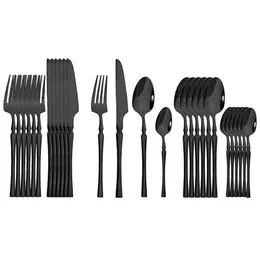 Dinnerware Sets JANKNG 4 8 16 24 32Pcs Stainless Steel Fork Knife Spoon Flatware Tableware Kitchen Silverware Bright Cutlery 230224