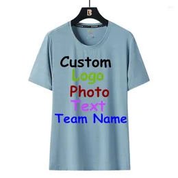 Men's T Shirts 2023 Customized LOGO Text Ice Silk T-Shirt Men's And Women's Large Size Crewneck Shirt Couple Fat Summer 8XL