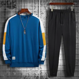 Men's Tracksuits Sweatsuits Winter Mens Spring Patchwork Tracksuit Sportswear Men's Running Track Suit Set 4XL Jogger 2 PCSMale Hoodie