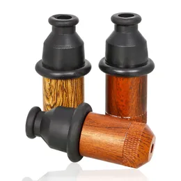 Wood Color Wooden Pattern Metal Snuff Pipe Portable Snuff Bottle Snuff 51mm Tool Nipple Pipe Smoking USA Tobacco Pipe with Silicone Tips Mouthpiece Bullet
