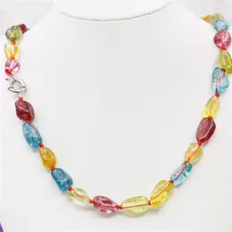 Chains 6-12mm Multicolor Irregular Watermelon Tourmaline Jades Chalcedony Stone Necklace DIY Natural Women Girl Jewelry Making Design