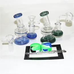 Mini pipas de agua de cachimba plataformas petrolíferas con tazón o cuarzo Banger Bong de vidrio de 14 mm con junta Perc Heady Bongs