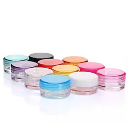 Mini Glass Jarsempty Cosmetic Jars PS Runda Bottom Cream Burkar med flera färg för Välj 3G 5G