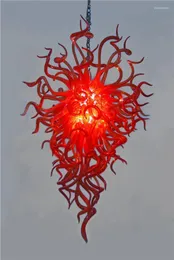 シャンデリアファンシームラーノガラス装飾ライトホームレッドラージホワイエクリスタル