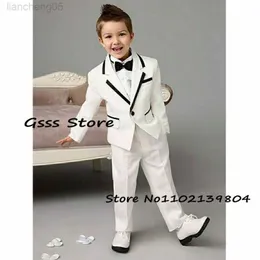 Clothing Sets Wedding Tuxedo Boys White Formal Suit 2 Piece Party Dresses Kids Blazer Set Fashion Jacket Pants Set W0224