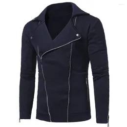 Men's Jackets Jacket Men Coat Fashion Solid Color Turn-down Collar Zipper Decoration Asymmetric Spring Streetwear Drop