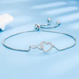 Cazibe bilezikleri enfes kübik zirkon içi boş out aşk kalp bilezikleri kadınlar için moda ayarlanabilir pulseras mujer mücevher