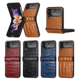 SUCKSUSKT TELEFALL FￖR SAMSUNG Galaxy Z Flip 4/3 Alligator M￶nster PU Leather Protective Case