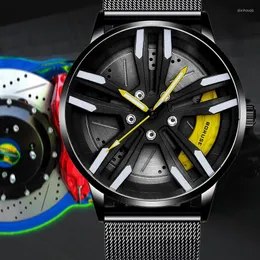 Armbanduhren Sportwagen Uhr Trend Herren Rad Uhr Männer leuchtend dreidimensional Quarzuhr Boruse Business Vollstahl