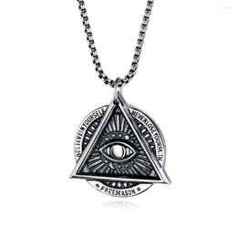 Collane con ciondolo Collana a catena Eye Of Providence vintage per uomo Gioielli punk malvagi massone in acciaio inossidabile