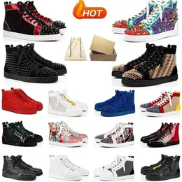 Christains Loubotins Red Bottoms Shoes 2022 Роскошные лоферы дизайнерские платформы кроссовки платформы Большой размер США 13 младших шипов Mens Mens Casual Shoes Black Glitte C672