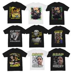 Camisetas de hombre Rapero ASAP Rocky Estética gráfica Camisetas Hip Hop Algodón Manga corta Suelta Casual Pareja Camiseta Harajuku Streetwear Camiseta L230224