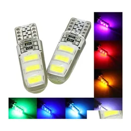 Car Bulbs 50Pcs/Lot Silcone T10 W5W 5630 6Smd Led Bbs For 194 168 2825 Clearance Lamps Interior Dome Door Reading License Plate Ligh Dhdw9