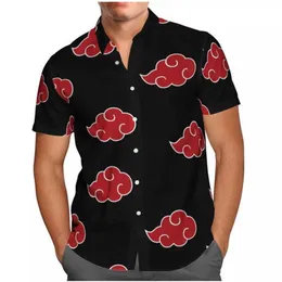 Men's Casual Shirts Akatsuki 3D Print Anime Shirt Beach Hawaiian Shirt Summer Short Sleeve Shirt Street Clothing Super Chemical Men's Camisa Masculina Z0224