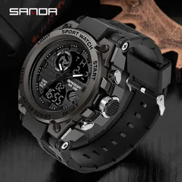 Zegarek na rękę SANDA TOP Luksusowe zegarki Mężczyźni Armia Wojskowa męska Watch Waterproof Sport Wristwatch Dual Display Watch Mężczyzna Relogio Masculino 230223