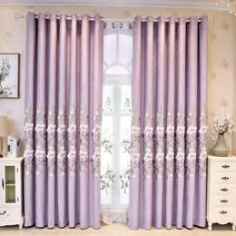 Curtain Purple Luxury Beautiful Girl Princess Style Flower Jacquard Chenille Embroidery Curtains For Living Bedroom Dining Room