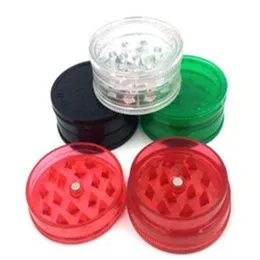 Smoking Pipes Transparent plastic two layer smoke grinder diameter 40mm sharp toothed cigarette cutter three pieces of metal smoking set