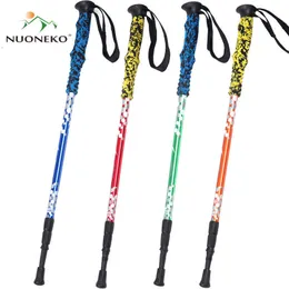 Trekking Poles NUONEKO Climbing Stick Nature Hike Equipment Outdoor Tourism Retractable Defense Cane Ski Trekking Folding Poles CA07 J230224