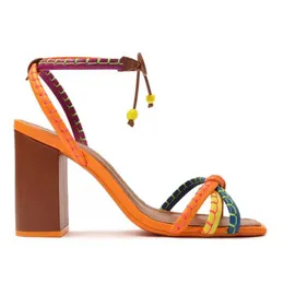 Sandals Boheemian mode high hiel dames 2023 buckle sandalias feest open teen schoenen vrouwelijk dikke gemengde kleuren y2302