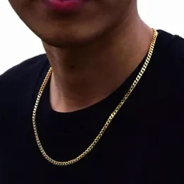 Nowe złoto srebro Miami kubański Link Chain męskie naszyjniki Hip Hop złoty łańcuszek naszyjniki biżuteria b1WM #