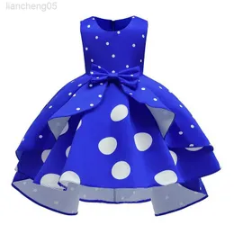 소녀의 드레스 IYEAL GIRLS PALKA DOT PRINTED 드레스 어린이 공주 드레스 여자 파티 파티 드레스 꽃 의식 우아한 소녀 Come Ball Gown W0224