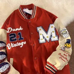 Kurtki męskie amerykańskie litera retro haftowany płaszcz Mężczyźni Y2K Street Hip Hop Trend Baseball Baseball Para Casual Loose Jacket 230224