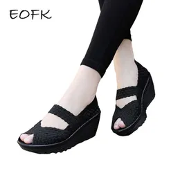 Sandali EOFK Sandali estivi da donna da donna traspiranti punta aperta comodi sandali fatti a mano con zeppa scarpe intrecciate Z0224