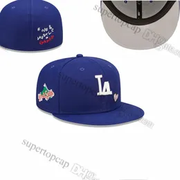 2023 Męskie baseball pełne zamknięte czapki Summer Królewski Niebieski List Kości Mężczyźni Kobiety Czarny kolor wszystkie 32 drużyny Casual Sport Flat Hats Series „Love Hustle Mix