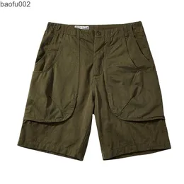 Herren Shorts Multi-Pocket Cargo Shorts Herren Sommer Safari Stil Knielange Shorts Casual Lose Militär Shorts Männer W0224