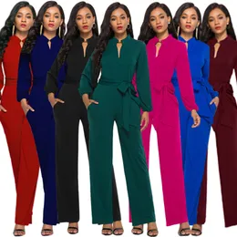 نوبة المرأة rompers 7colors الأنيقة الفوانيس الفوانيس الخصر القوس الدانتيل حتى الخريف بذلة المرأة المكتب وزرة غير رسمية الجيوب زر واسعة الساق 230224