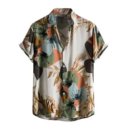 Mäns casual skjortor Herrskjorta Y2K Hombre Tropical Leaf Print Kortärmad skjorta Mäns gata Hawaiian Beach Vintage Shirt Harajuku Men's New Shirt Z0224