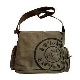 Kvällsväskor Hög kvalitet My Neighbor Totoro Canvas Shoulder Large Satchels Leisure Messenger Crossbody Bag 230224