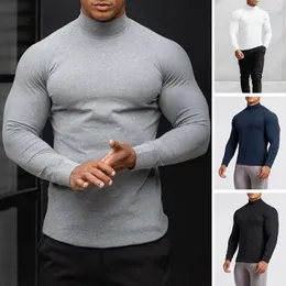 Camiscedores masculinos Men chiques tops fitness cor sólida de cor macia anti-shrink spring camisa