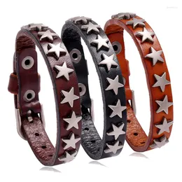 Charm Armbänder Punk Echtes Leder Armband Metall Stern Dekoration Männer/Frauen Handgelenk Schmuck Hohe Qualität Großhandelspreis Armreif Geburtstag