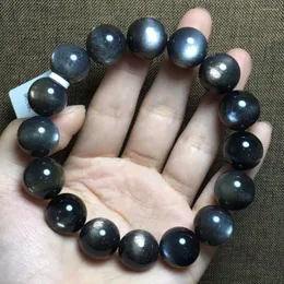 Strand Natural Moonstone Sunstone Bracelets Mulheres Men se alongam luzes fortes Cura de contas de cristal 13mm 14mm 15mm 15mm