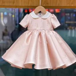 Vestidos de menina Baby Baptism Roupeding Bow Beading Design Birthday Party Distress Girls Bristing Princess Vestres para Eid Eid Vestidos A1271 W0224