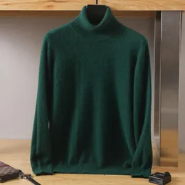 Erkekler Tişörtler Burtleneck 100 Mink Cashmere Sweater 2023 Sonbahar ve Kış Büyük Boyut Gevşek Örgü Sıcak Üst Jumper 230223