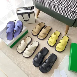 2023 Women Man Slipper Fashion Designers Flat Slides Flip Flops Summer ￤kta l￤der utomhus loafers badskor strandkl￤der tofflor