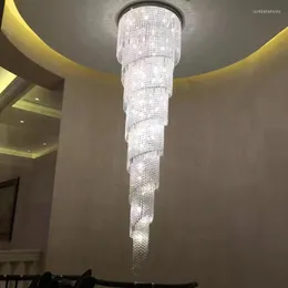 Chandeliers Long Size Luxury Spiral Crystal Light Fixtures LED K9 Modern Lamps Staircase Lighting